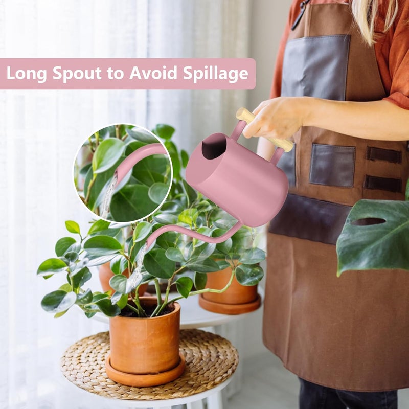 GUKJOB Watering Can Indoor Plants, 35oz Small Indoor Stainless Steel Metal Watering Can Modern Decorative Watering Pot with Long Spout for Indoor House Plant Bonsai Garden Flowers (Pink) - Image 2